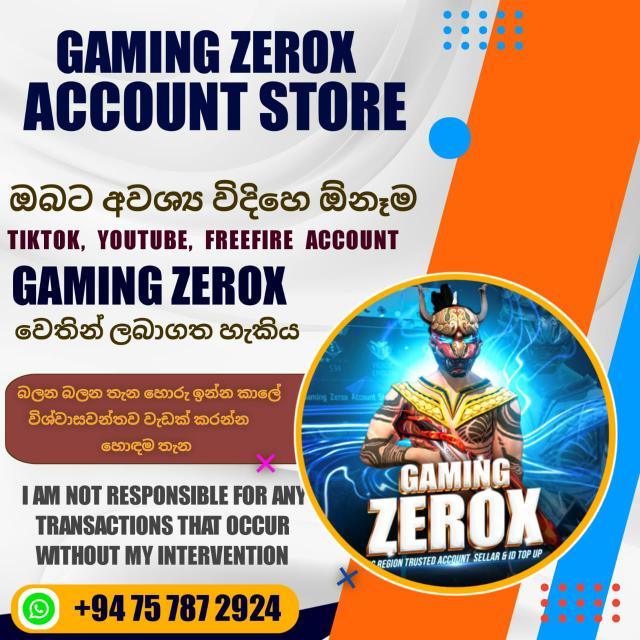 GAMING ZEROX ACCOUNT  STORE🔰